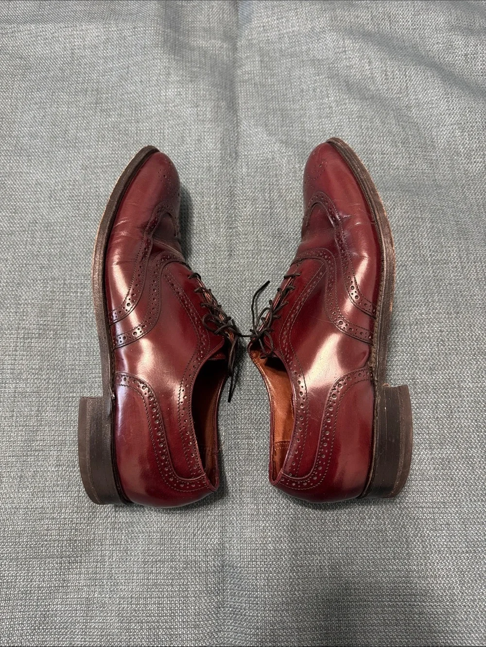 Bostonian Shoes 10.5 Wingtip Derbys Men's Burgundy Polished Leather luxury